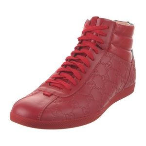 AUTHENTIC Men’s Red Gucci High Top Trainer Size 11